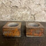 Pair of vintage candlesticks by spadaro – glazed ceramic