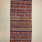 Colourful Vintage Turkish Kilim 318x138 cm Kelim Rug Wool Red Green Black Large