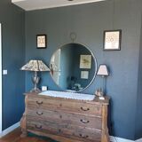 Round patinated mirror