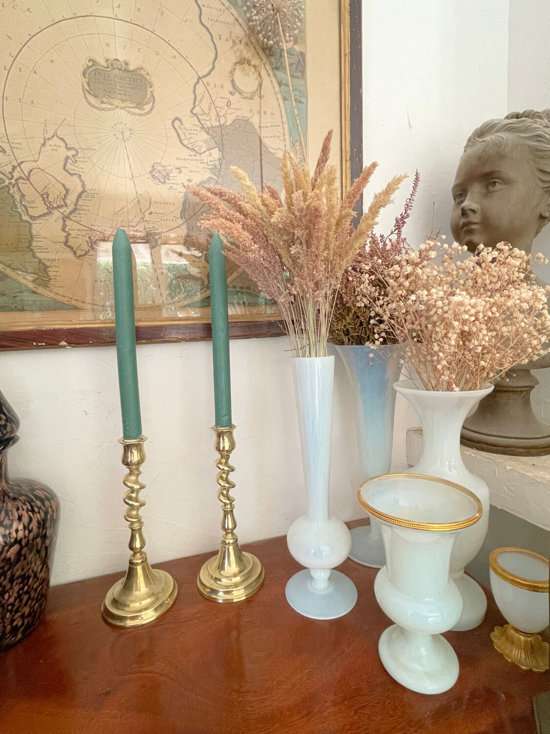 Pair of twisted solid brass candle holders