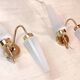 Asymmetrical brass wall lights with opaline shades, 1950s-60s.