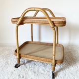 Rattan service, two trays