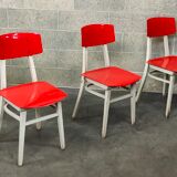 Set of 5 chairs TON Bystrice (Thonet) red and white 1960