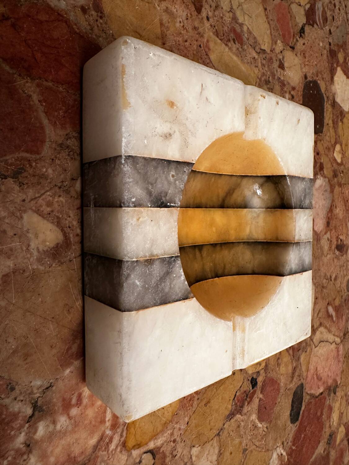 Art Deco ashtray/trinket tray in tricolor marble