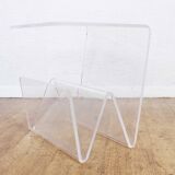 Plexiglas sofa end magazine holder