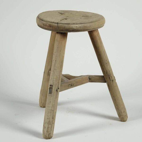 Gong - Tabouret ancien chinois en orme, assise ronde n°10