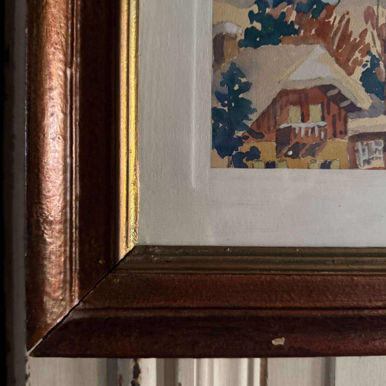 Watercolor on paper by Robert Gaillard 20th century Megève 1944