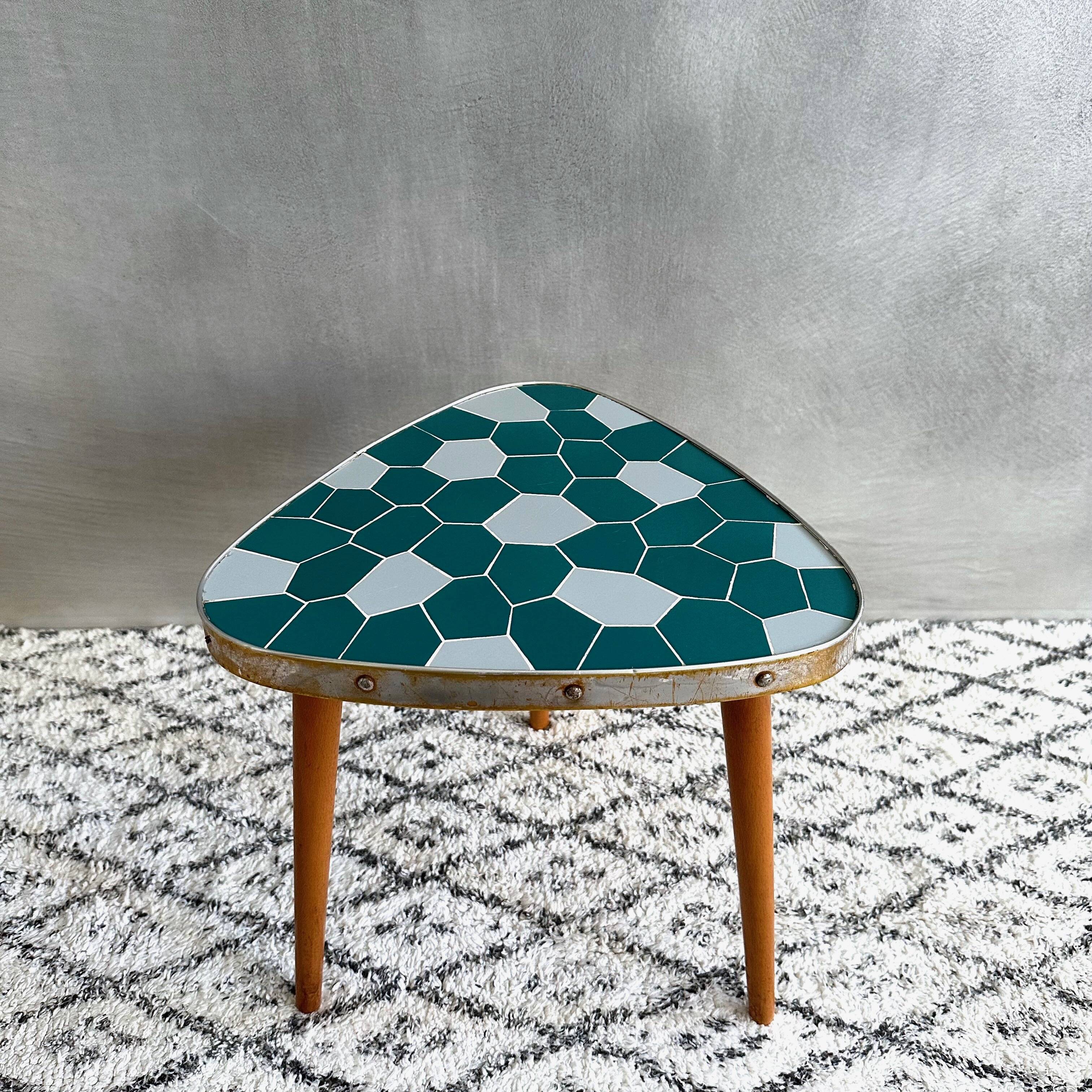 Vintage flower table, side table, mosaic table, bedside table, flower stool, tiled table