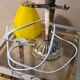 Art Deco lamp, with pretty yellow tulip in glass paste