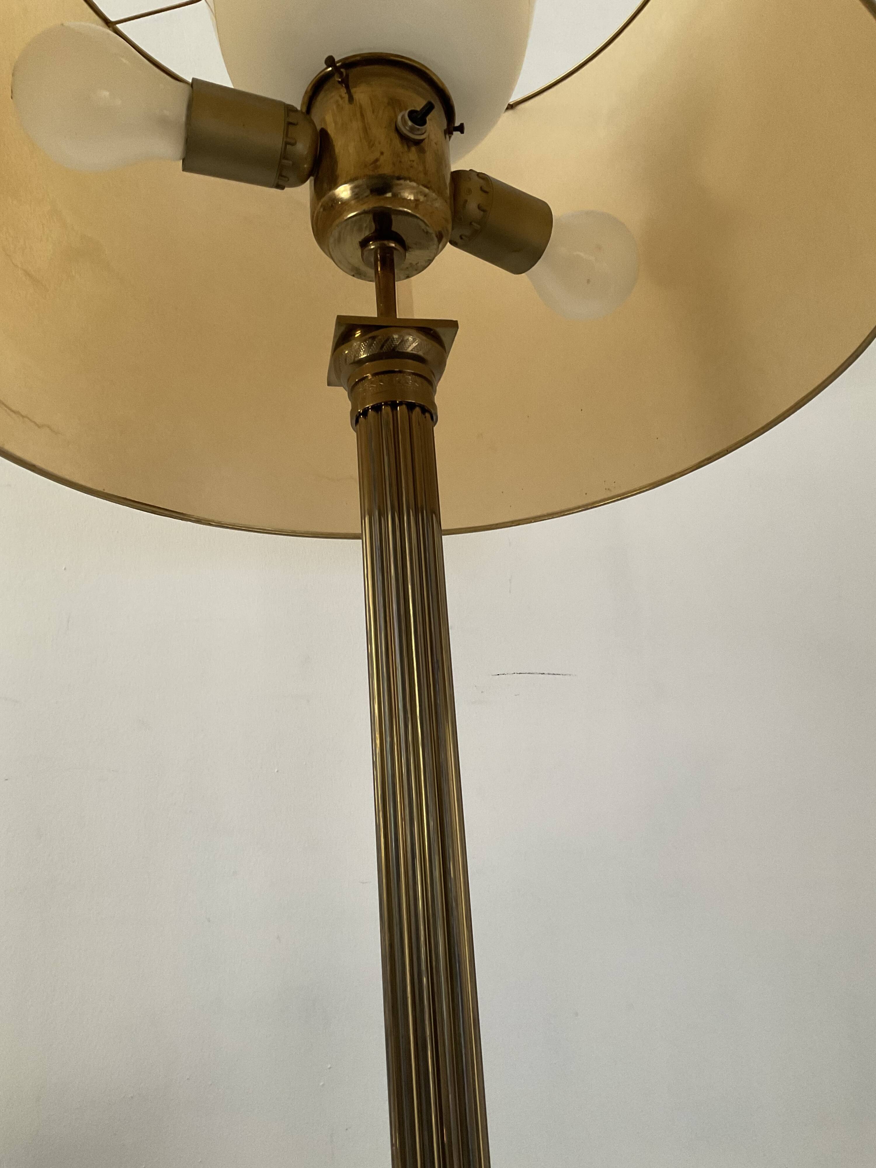 Empire style column lamp in bronze, opaline and marble