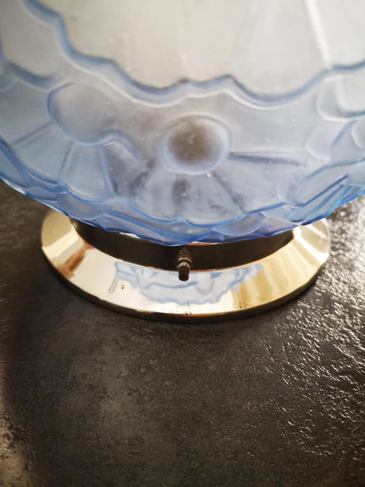 Ceiling lamp wall lamp old globe glass paste blue rare model floral decoration Ø 20 cm Art Deco 1930