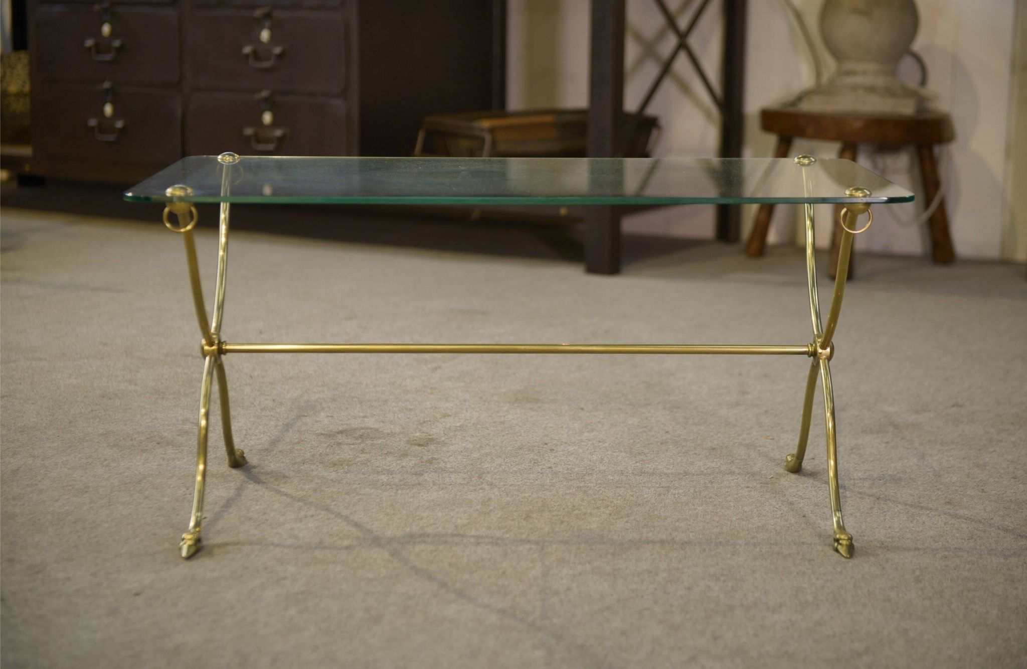 Neo-classical coffee table attributed to Maison Jansen, swan neck legs, 1940s.
