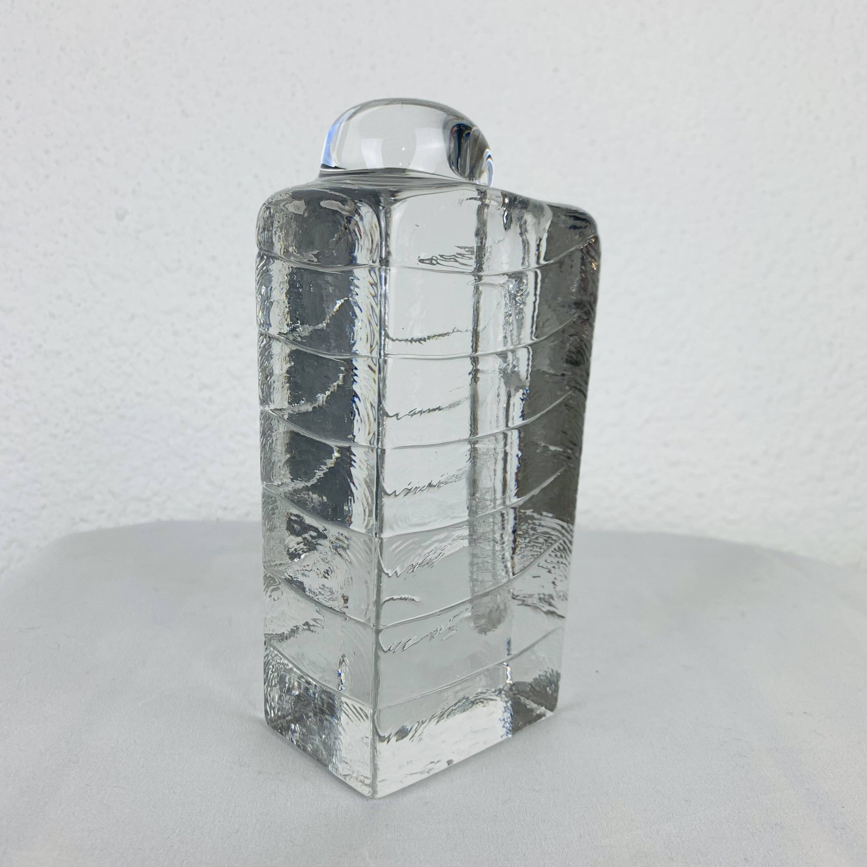 Glass block vase for Walther Glas 1960