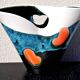 Tricolour vase, vintage seventies design, signed Elchinger, Vallauris.