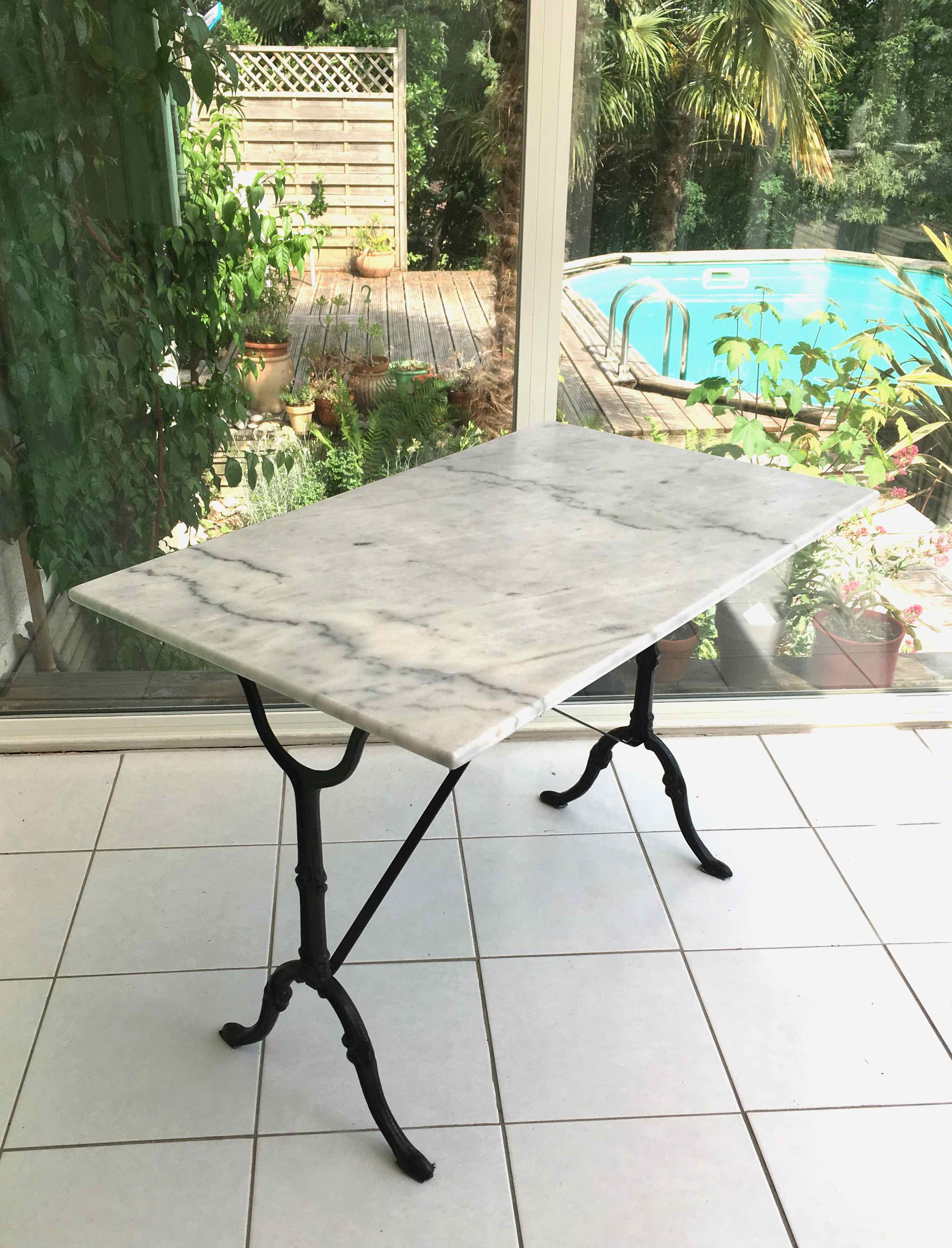 Marble and cast iron bistro table