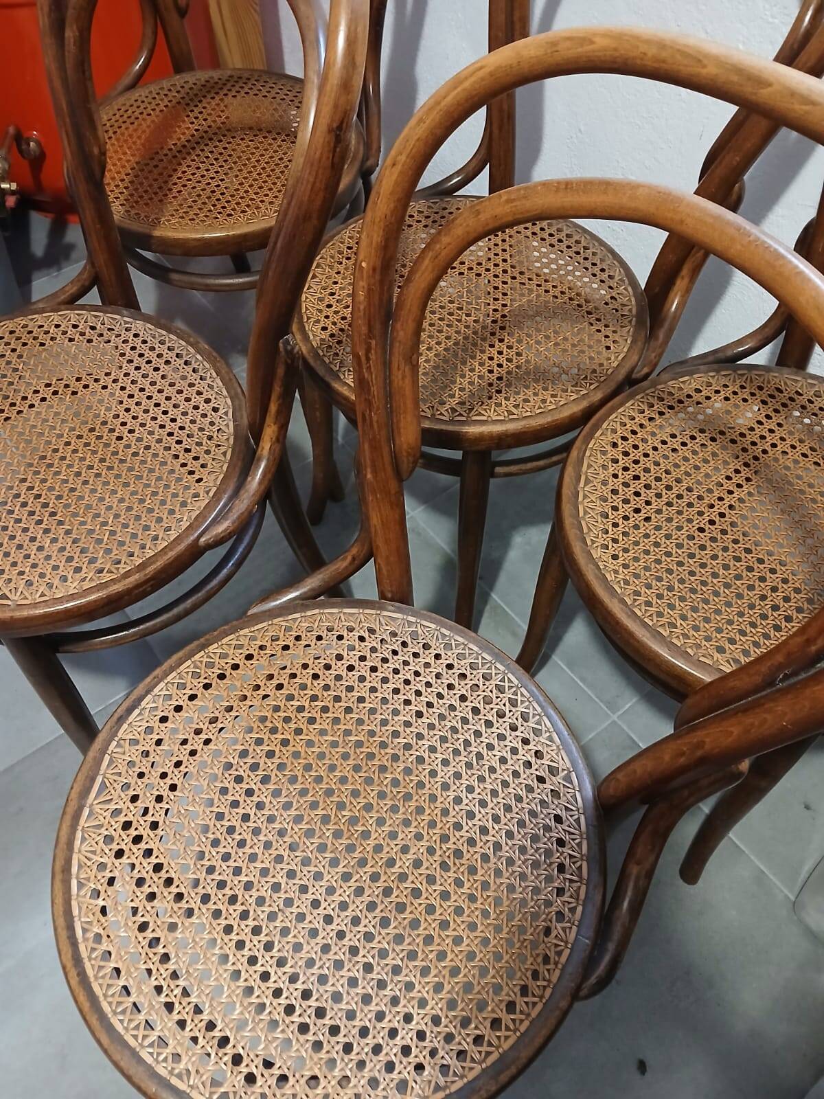 Set of 5 bentwood bistro chairs in THONET style no. 14
