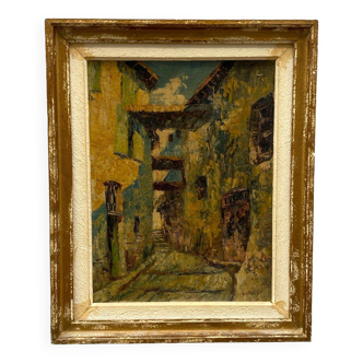 Oil on canvas by Borsodi Barsudi signature to identify street scene A4321