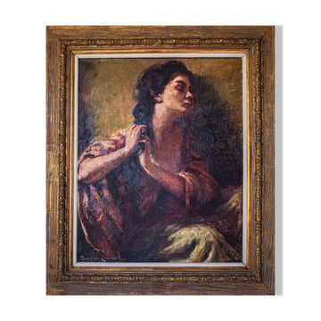 Senorita plaiting her hair - Rosendo González Carbonell (1910-1984)