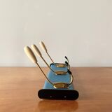 Vintage wall coat rack - 3 brass coat hooks