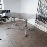 Large chrome and smoked glass table from the 70s