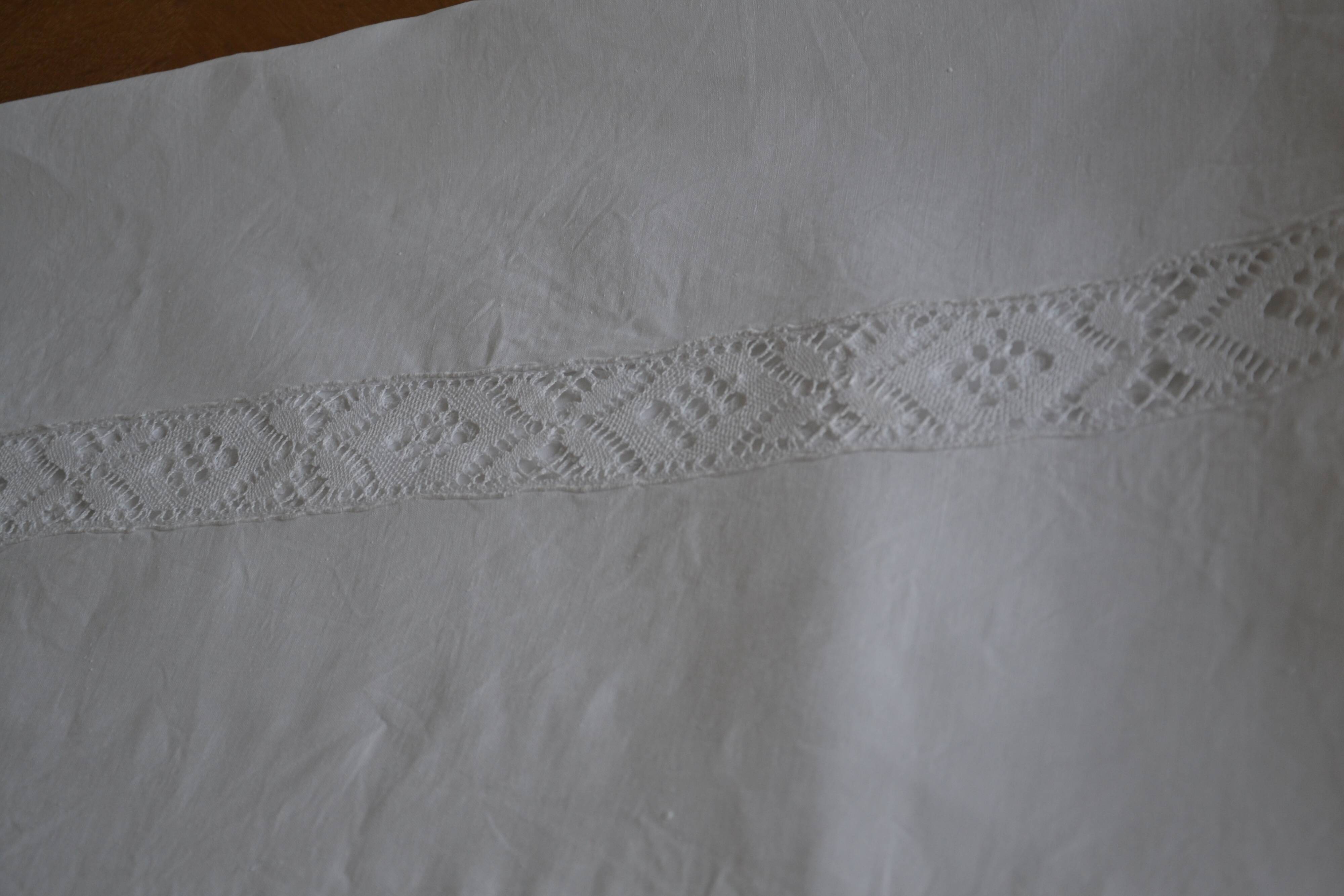 White linen tablecloth with embroidery 181cm/261cm