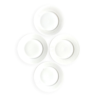 4 white porcelain flat plates