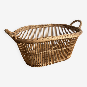 Large woven wicker laundry basket