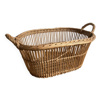 Large woven wicker laundry basket