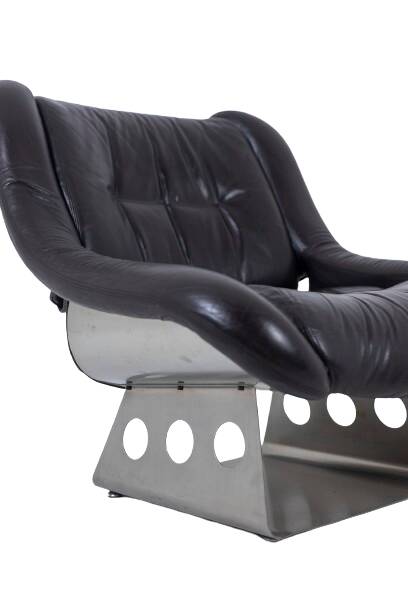 Metal and leather living room. 1970s