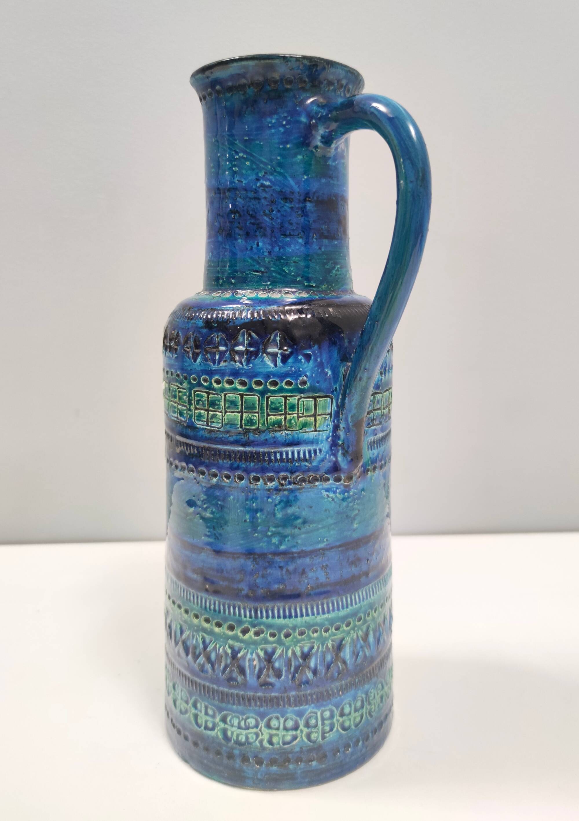 Rimini Blue Ceramic Pitcher Vase by A. Londi and F. Montelupo for Bitossi