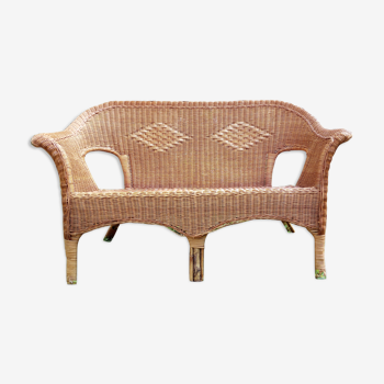 2-seater wicker bench