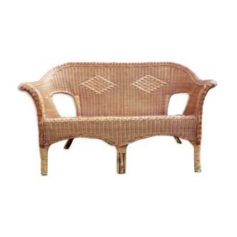 2-seater wicker bench