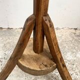 Old primitive wooden tripod pedestal table