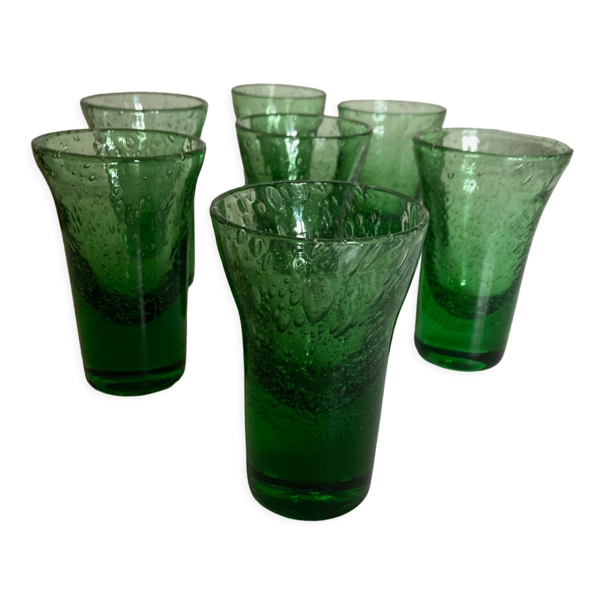 Set de 7 verres gobelets massifs de Biot 1960