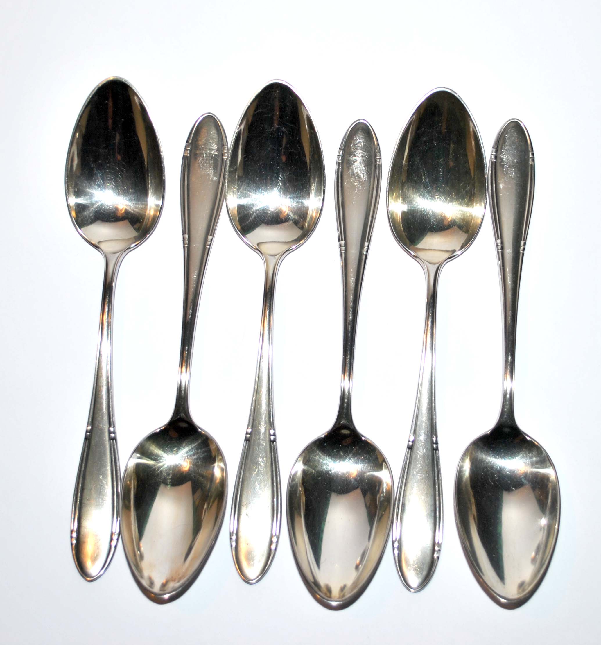 Series of 6 vintage table spoons in silver metal deetjen 100 soup 21.5cm