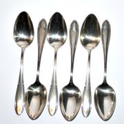 Series of 6 vintage table spoons in silver metal deetjen 100 soup 21.5cm