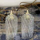 Set of two vintage chiseled glass portable lamps