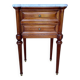 Louis XVI style bedside table, Carrara marble and mahogany