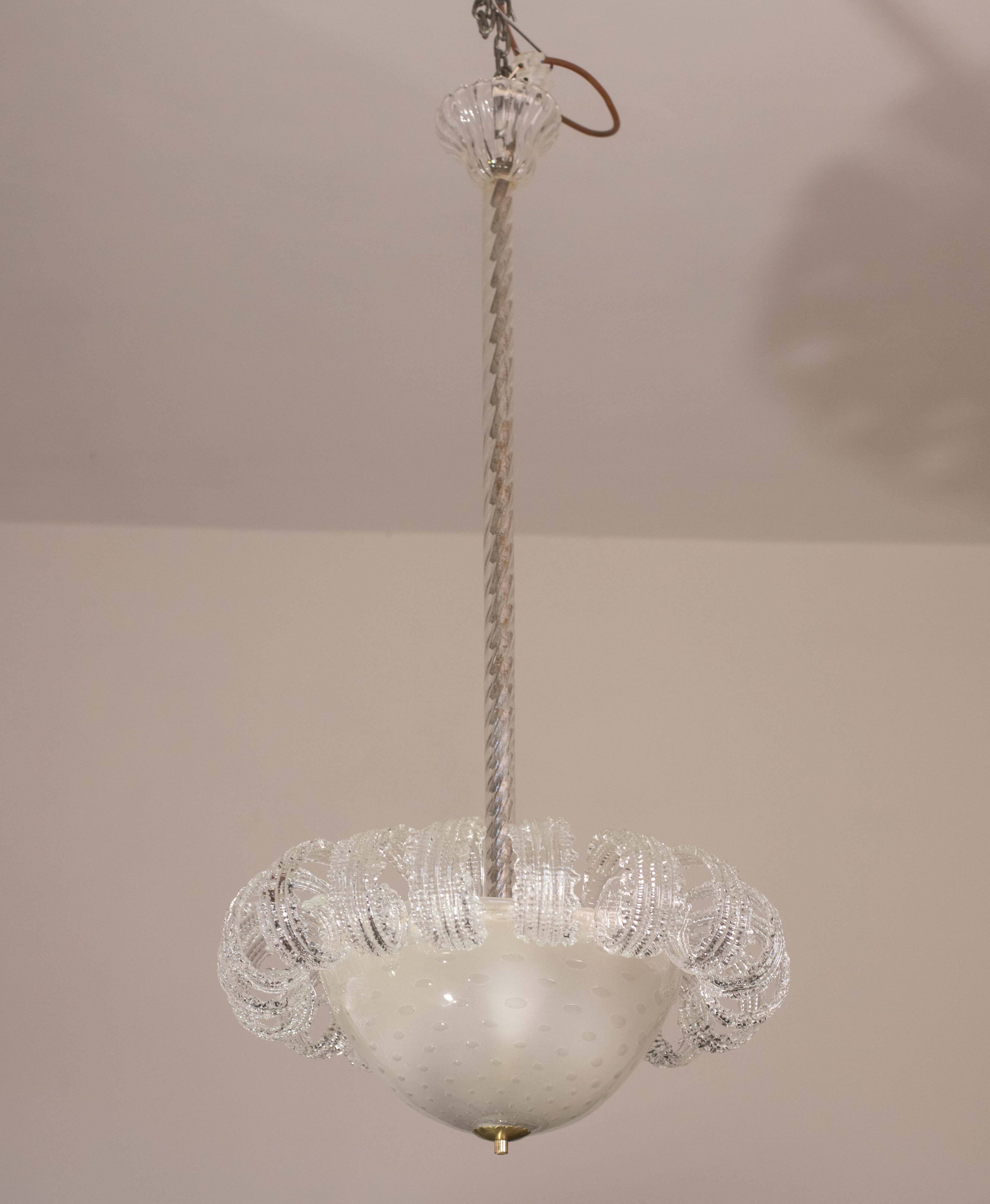 "The Queen" Italian Art Deco Chandelier by Ercole Barovier, 1940