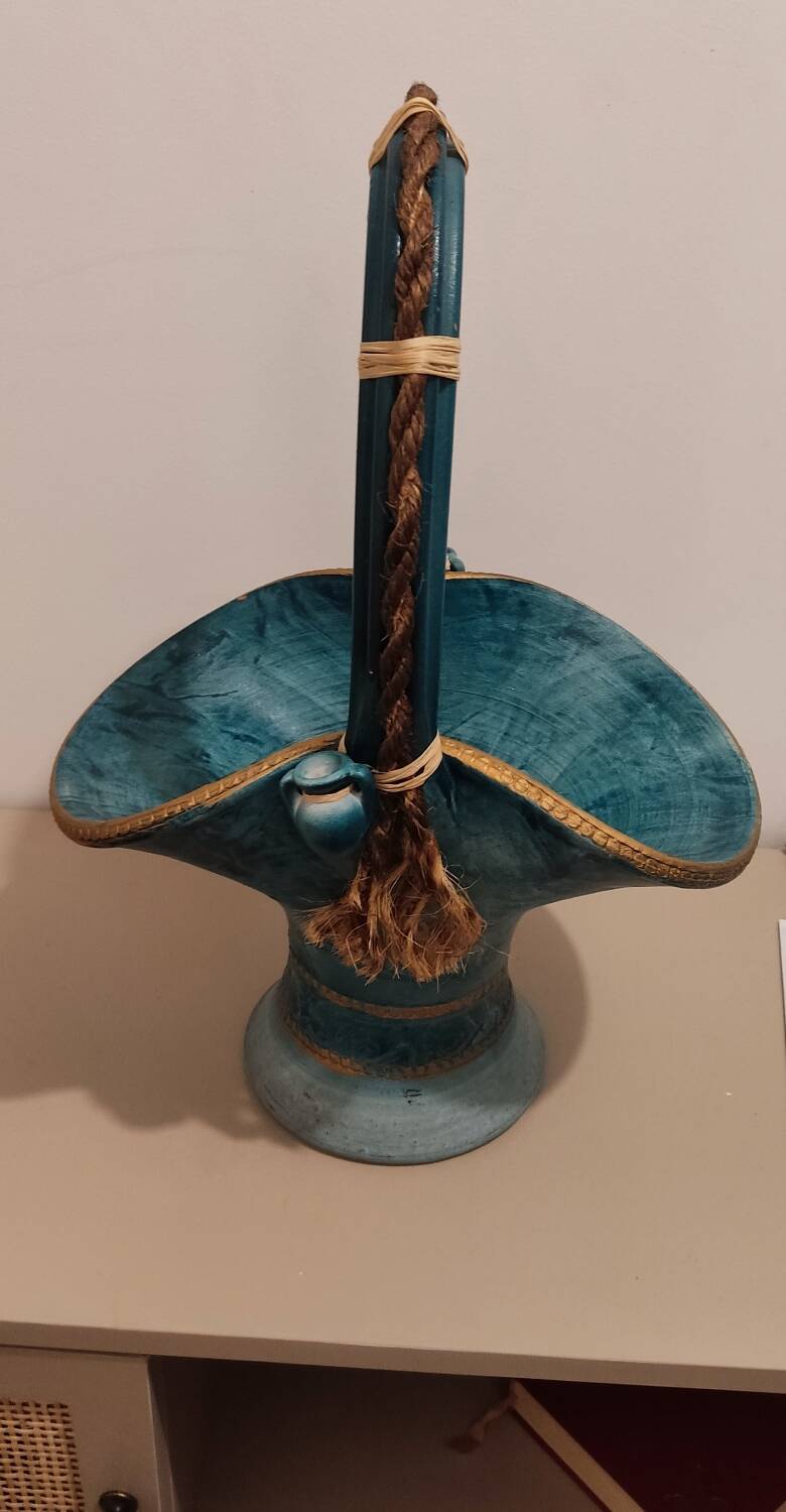 Vintage turquoise decorative vase – Mediterranean artisanal earthenware