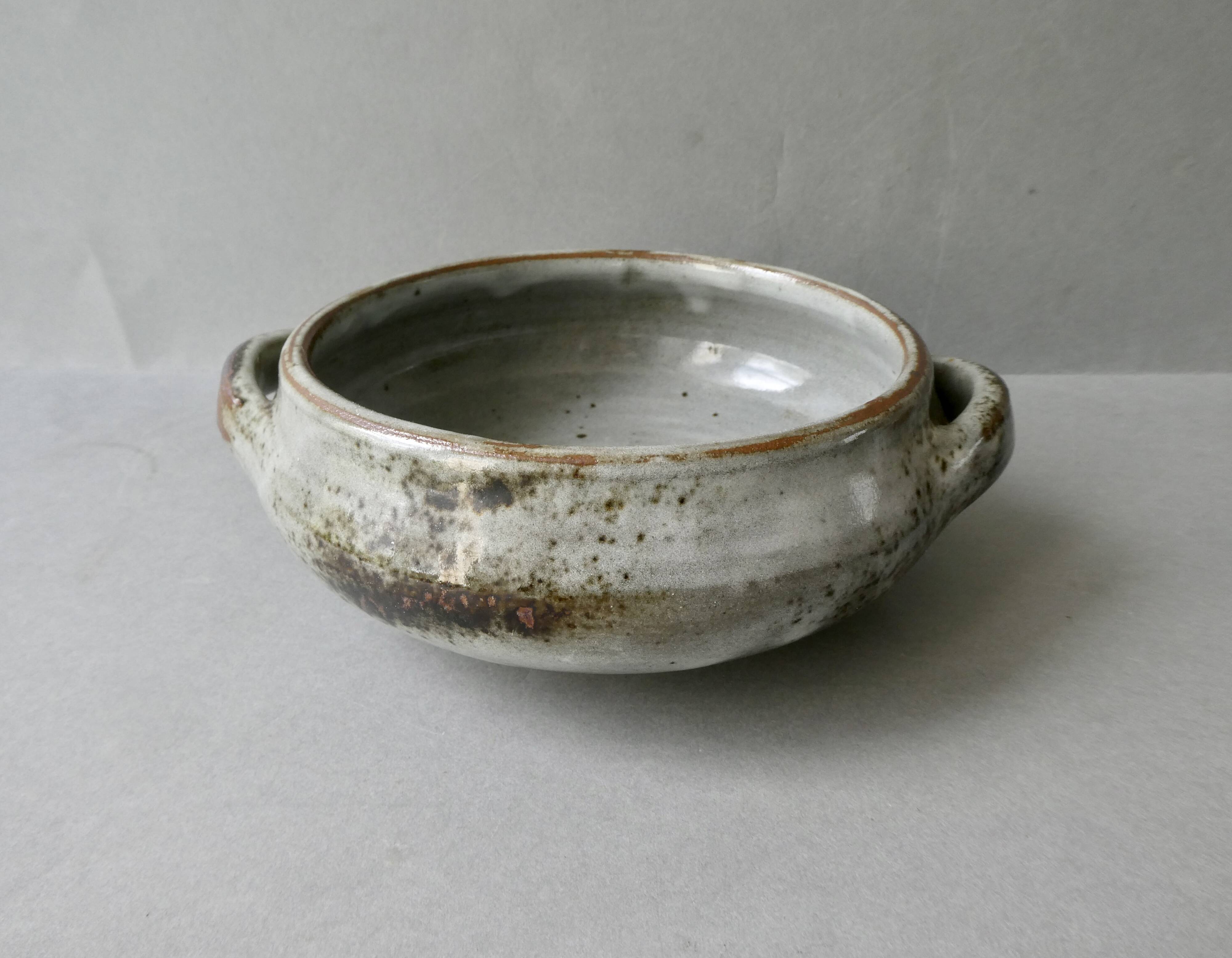 2 enameled stoneware bowls signed Chantal and Thierry Robert