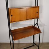 Vintage desk with modular bookcase in wood and metal, 1960
