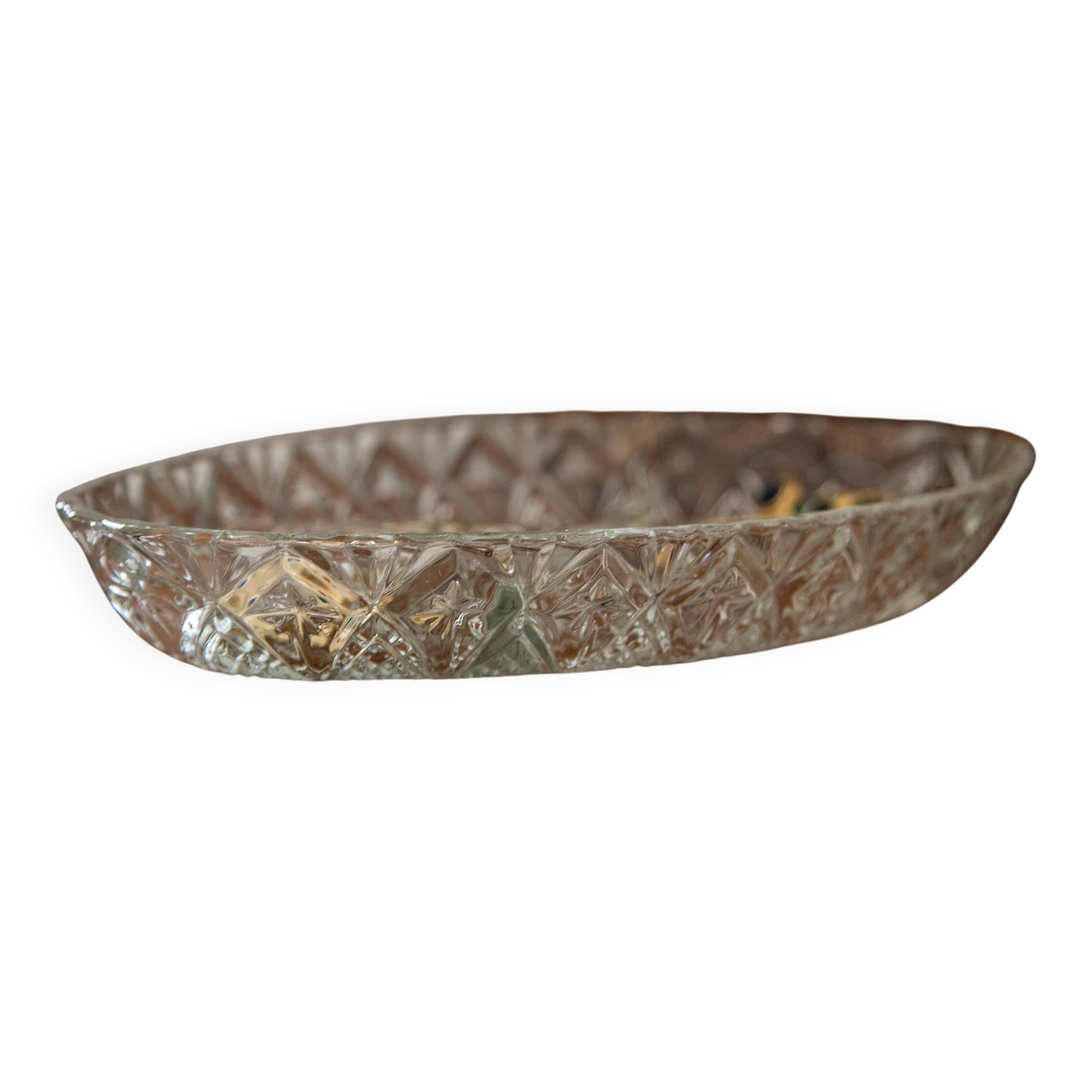 Vintage decorative transparent crystal plate, Italy, 1960s
