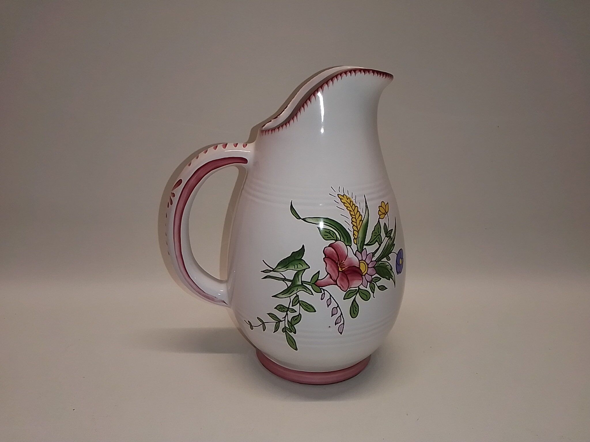 Ceramic jug Roullet Renoleau floral decoration