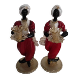 Set of 2 murano candlestick statuettes