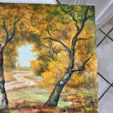 tableau huile sur toile paysage automnal signé "Senneret" vintage