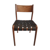 chair wooden structure and sitting with braiding of black skai strips