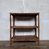 Vintage rattan bamboo wicker bookshelf
