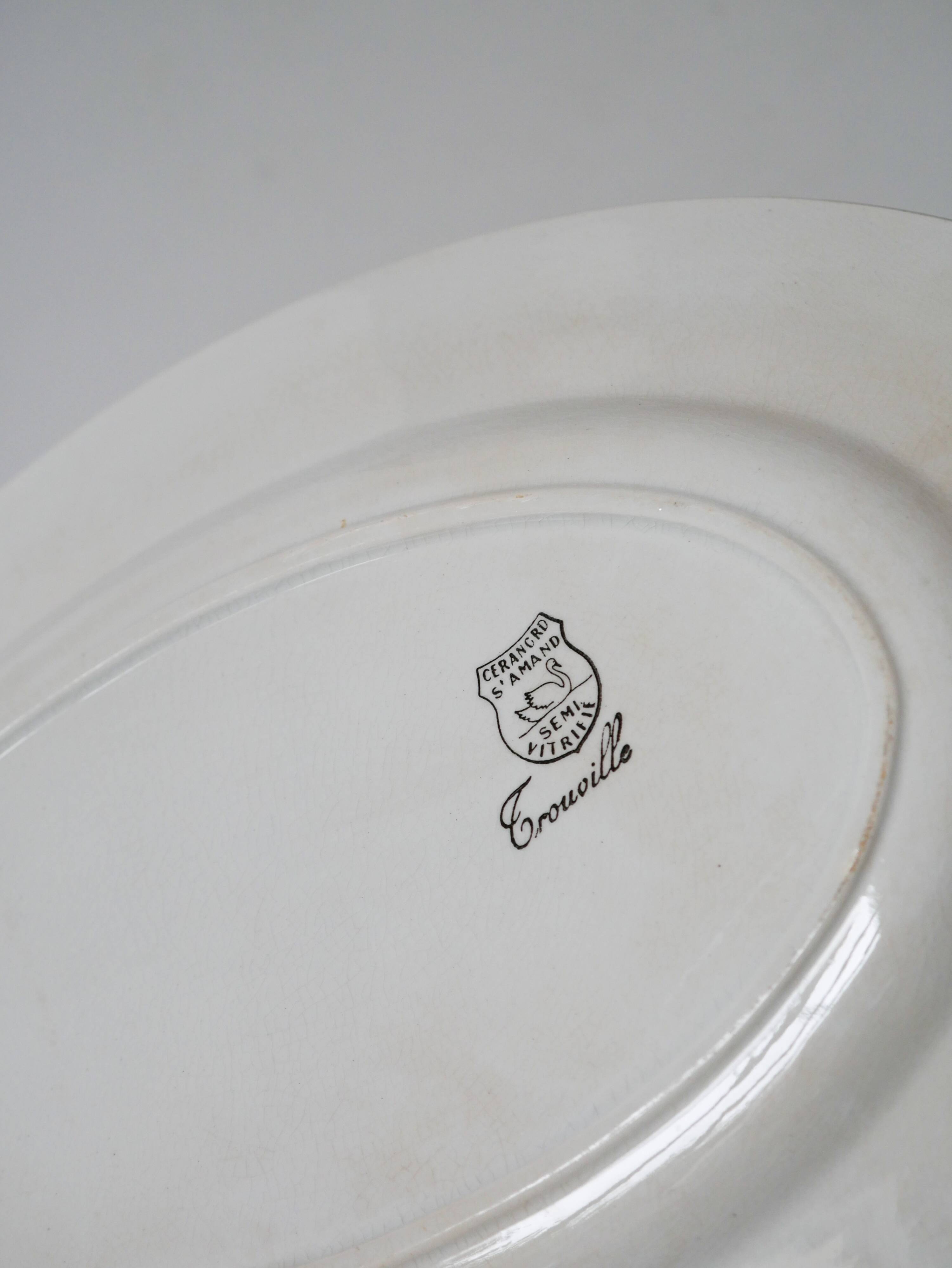 Oval dish with yellow borders st amand model "trouville", 1960