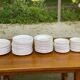 Service of 84 vintage white porcelain plates.